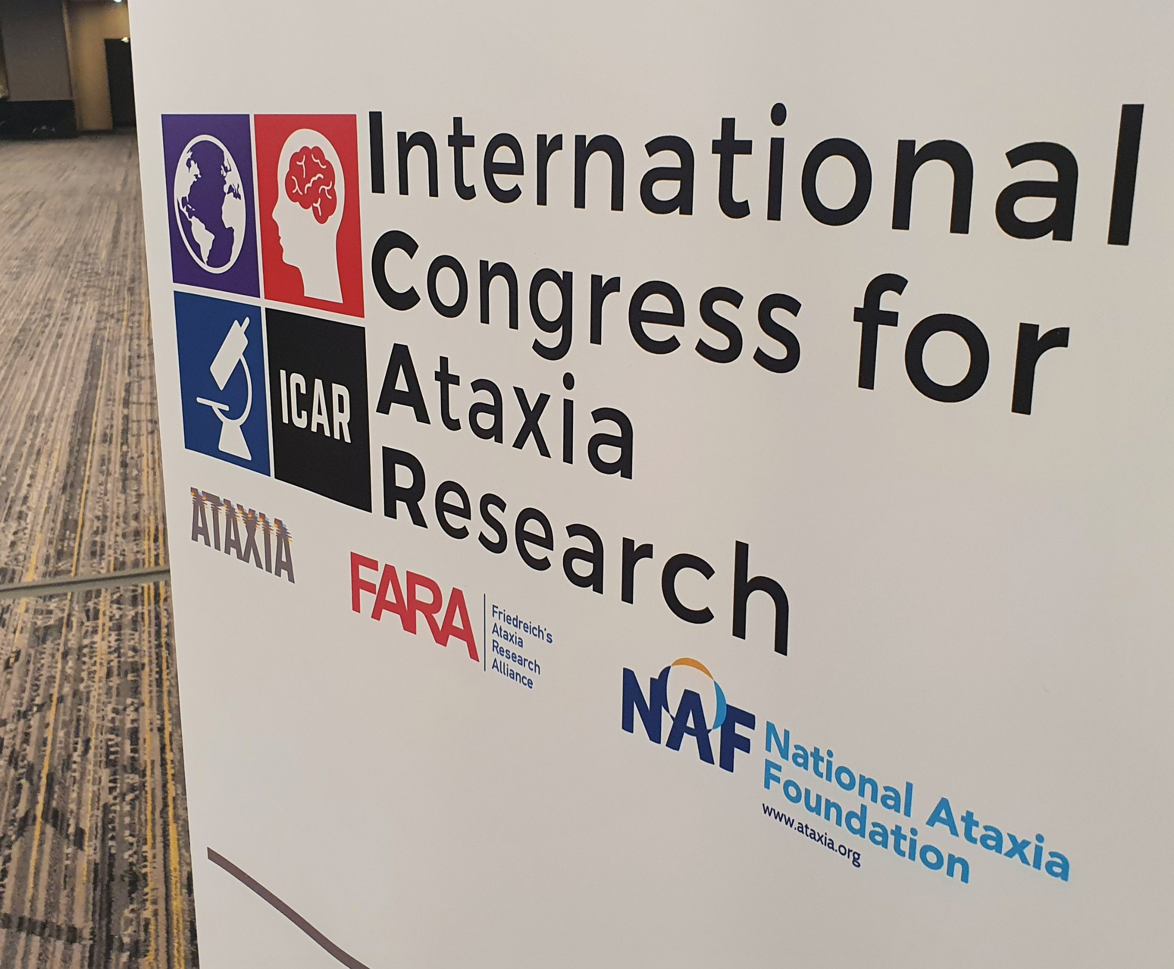 Photo of International Congress for Ataxia Research signage