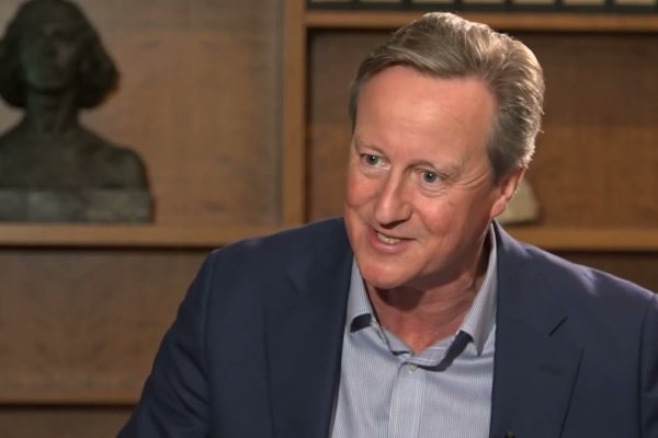 David Cameron gives an interview at the Natural History Museum in Cleveland